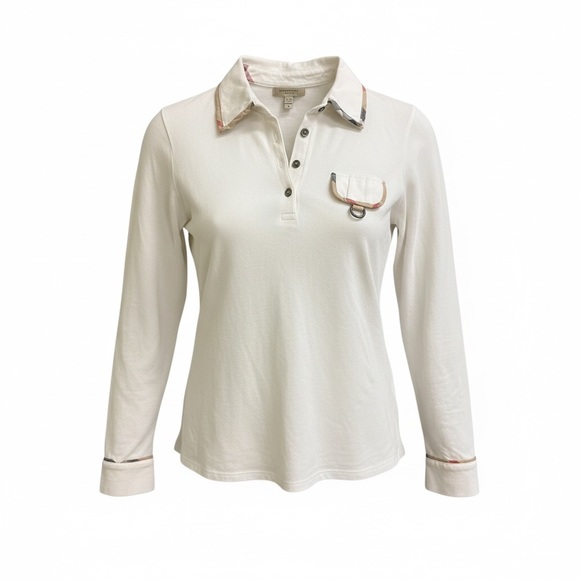 Burberry London Long Sleeve Polo Top – Size M – Nova Check Trim - Picture 1 of 6